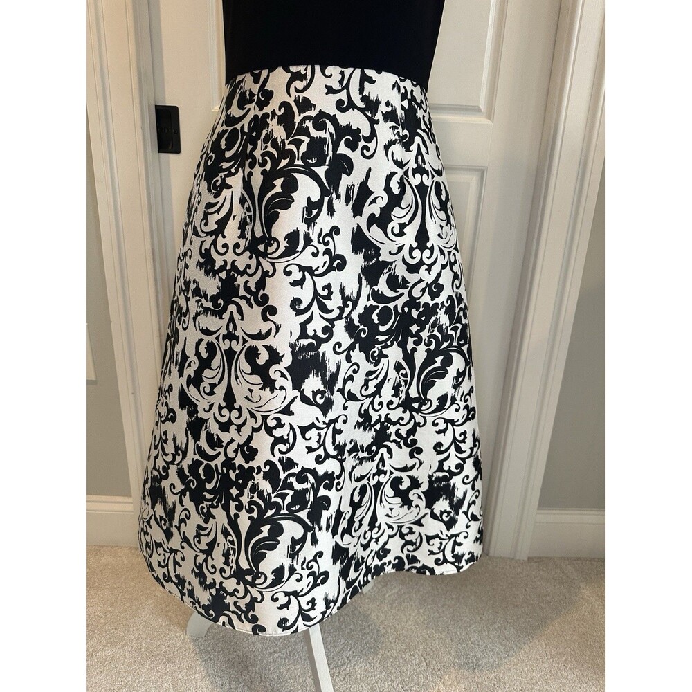 Adrianna Papell Black Halter Damask Brocade A-Line Cocktail Dress Size 4 - Picture 5 of 8
